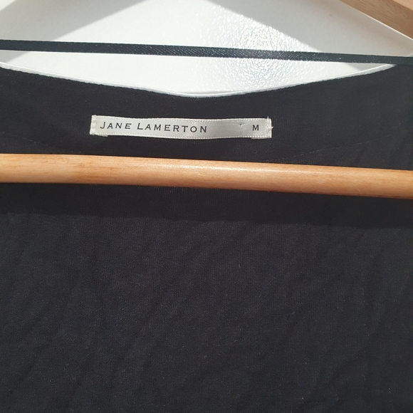 Jane Lameron size M black viscose cover-up with white lace/trim and front tie - Picture 2 of 5